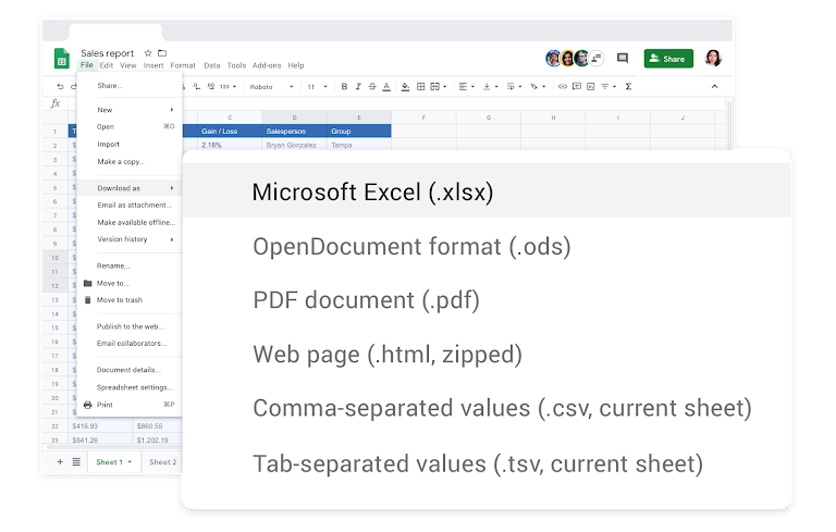 Work seamlessly across Sheets and Excel